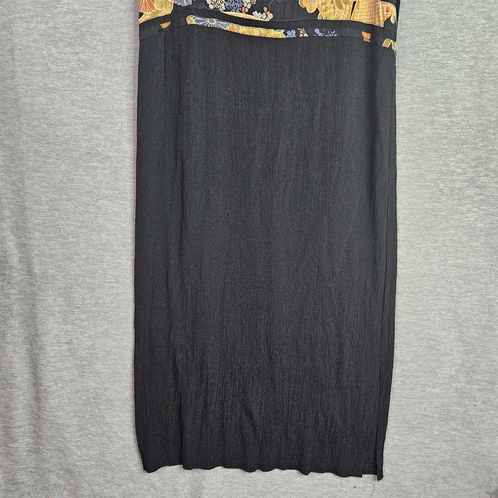 Dressing Clio Vintage Black Maxi Dress Women's Sz Medium Sleeveless Floral Trim - Picture 6 of 13